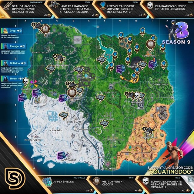 Fortnite Season 9 Week 8 Challenges Cheat Sheet