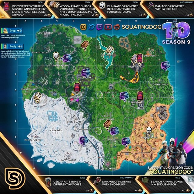 Fortnite Season 9 Week 10 Challenges Cheat Sheet