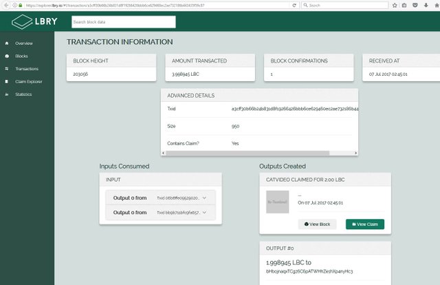 LBRY explorer