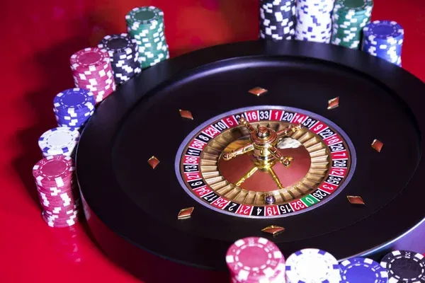 Casino Roulette Running Motion Poker Chips — Stock Photo, Image