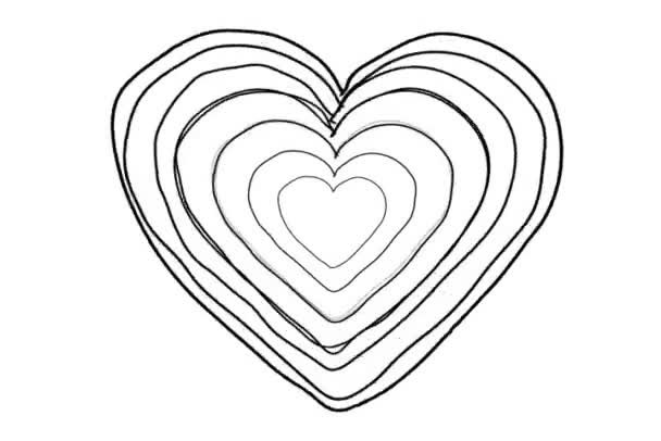 En forma de corazón negro se hizo eco de secuencia de arte de la línea en blanco — Vídeo de stock