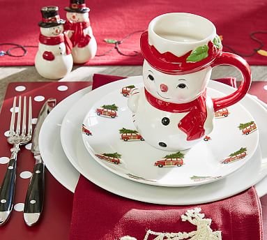 Pottery Barn Christmas Car Appetizer Plate Set Of 4 4 99 W