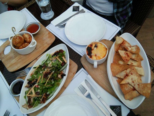 Lasagna Nachos Tostadas, Fresh Garden Salad and Parmesan Crusted Mac and Cheese...jpg