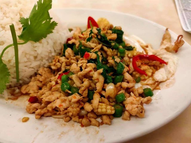 Restaurant Pad Kra Paw with rice set meal — Steemit