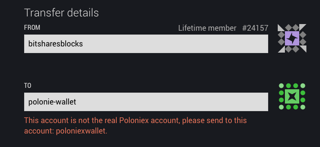Poloniex scam account warning