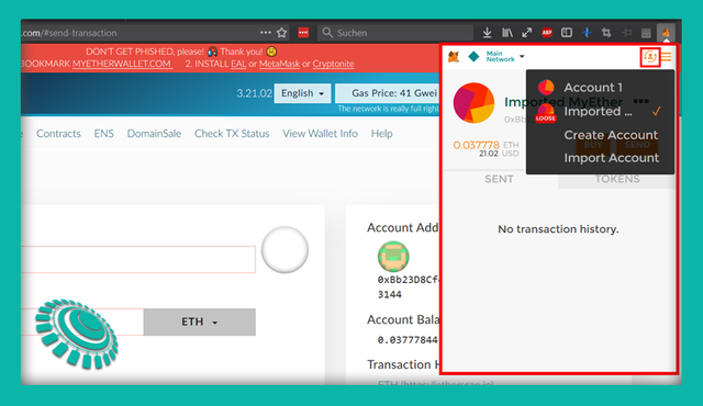 import metamask account into myetherwallet