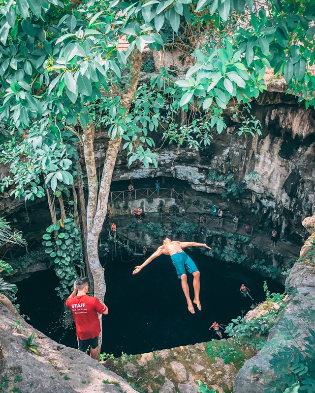 Cenote Mexico Cliff Jump Yucatan