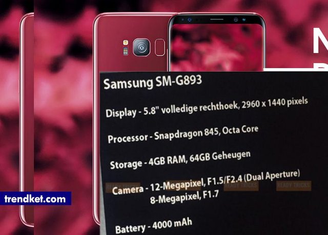 This leaked Screenshot shows the specifications of Samsung Galaxy S9.jpg
