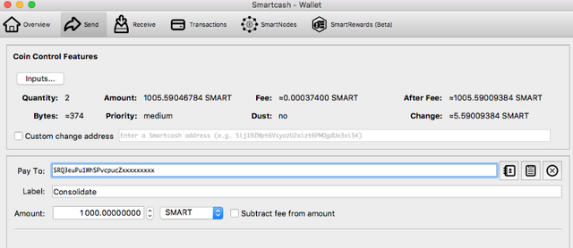 Send the SMART from the selected Input Addresses, to a single address