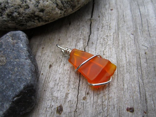 Orange Sterling Silver Beach Glass Pendant 1b.jpg