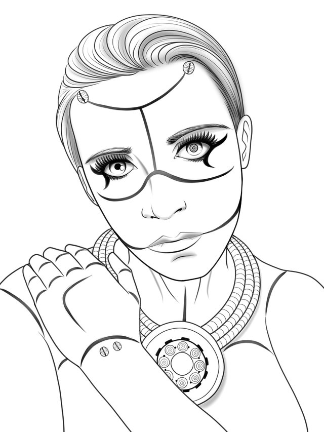 Alluring Android Line Art
