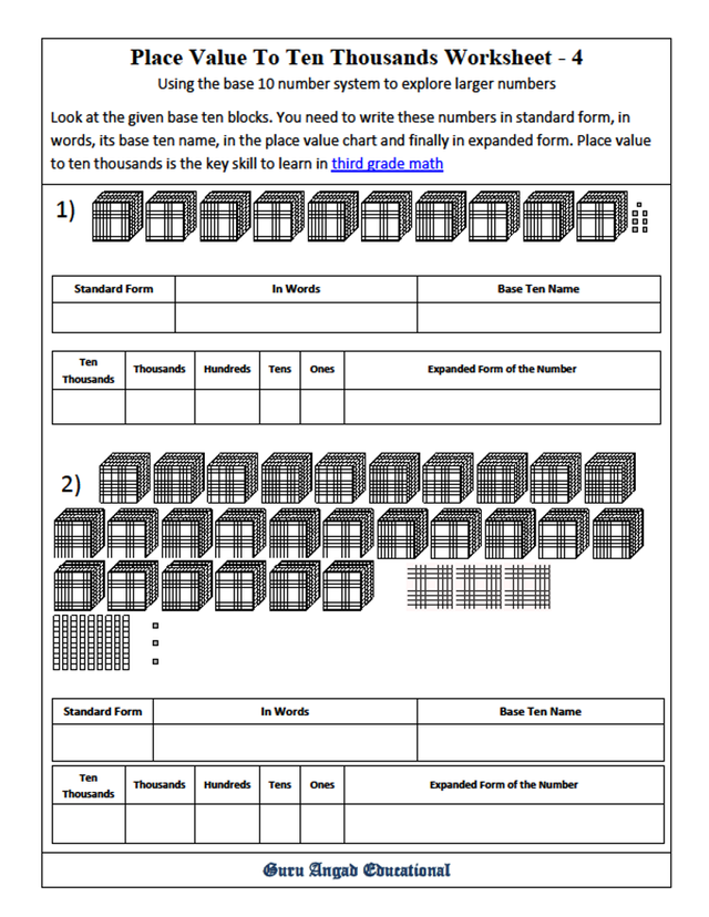 3rd grade math place value to ten thousands worksheets 2 steemit