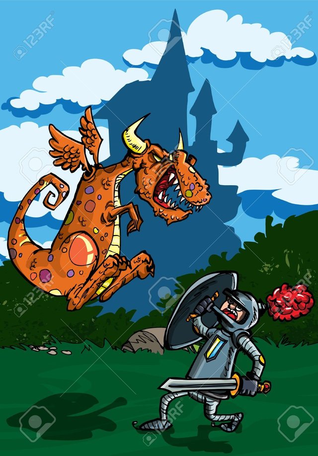 9232626-caricatura-de-atacar-a-un-caballero-de-dragón-un-castillo-en-segundo-plano-Foto-de-archivo.jpg