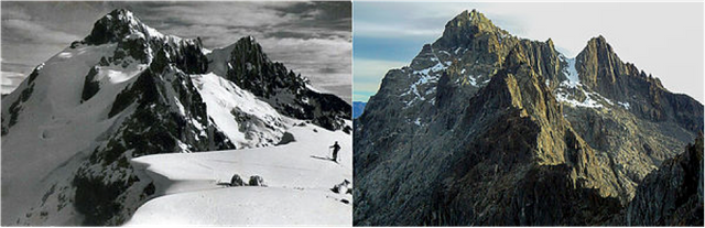 Pico Bolívar, el más alto de Venezuela, en 1950 y 2011.