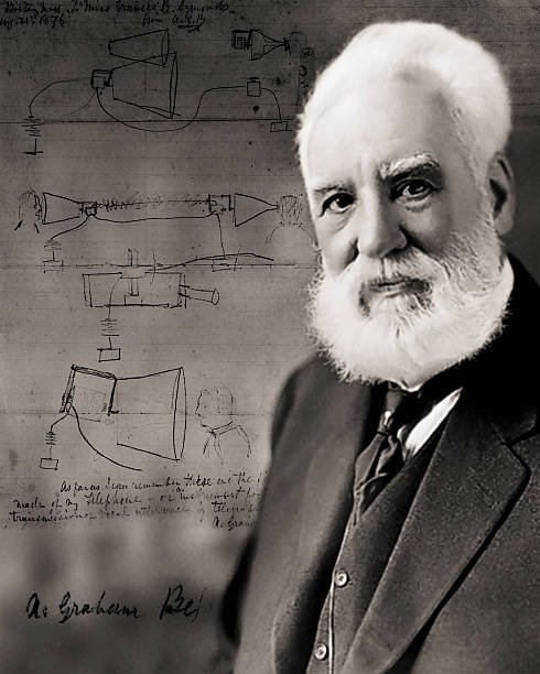 photo-illustration-of-alexander-graham-bell-with-sketches-of-early-picture-id56444363.jpg