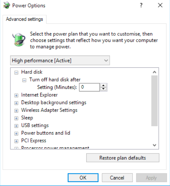 Advanced power Settings