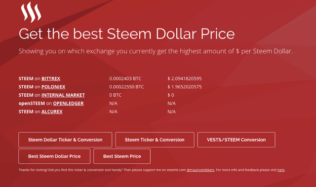 Try this Steem Dollar/Steem Ticker & Conversion Tool!