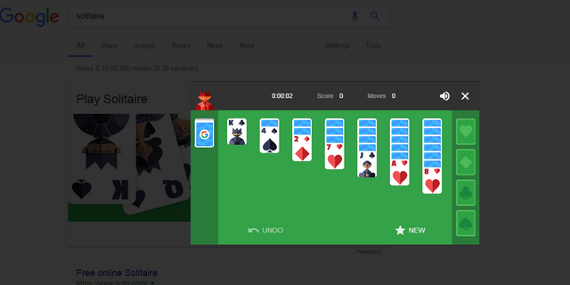 Procrastinators rejoice: Google adds solitaire game to its search results
