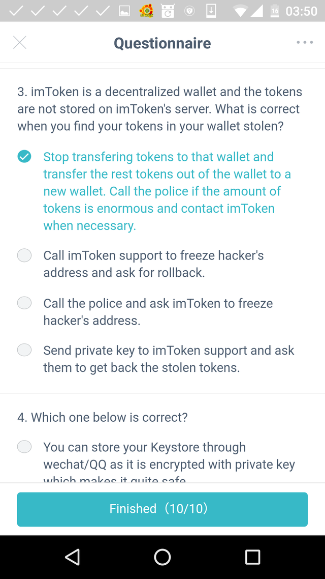 3. Stop transferring tokens to that wallet and transfer the rest tokens out of the wallet to a new wallet. Call the police if the amount of tokens is enormous and contact imToken when necessary.