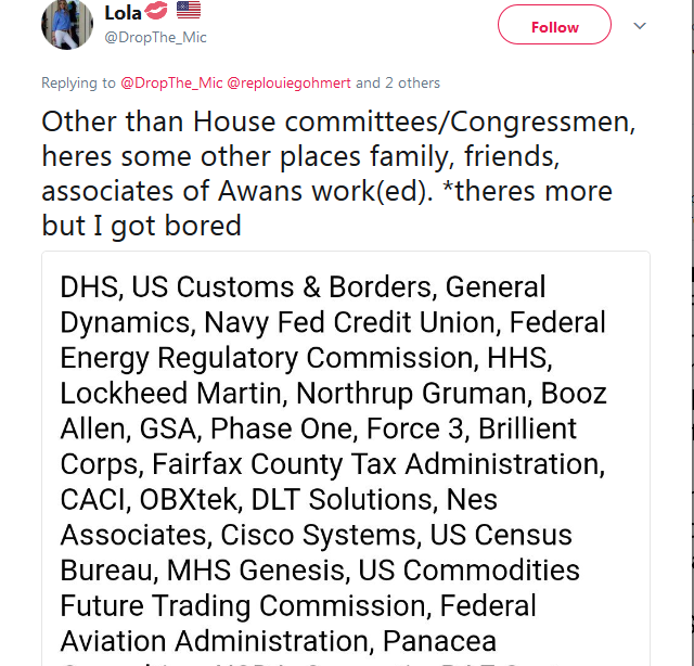 Lola💋 🇺🇸 on Twitter    replouiegohmert  RepDeSantis  Jim_Jordan Other than House committees Congressmen  heres some other places family  friends  associates of Awans work ed .  theres more but I got bored https   t.co.png