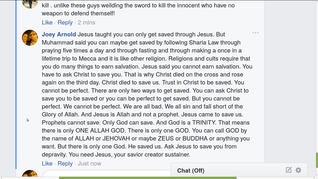 JESUS NOT MUHAMMAD OR ALLAH SAVES US AND JESUS IS GOD TRINITY AND U CAN CALL HIM ANYTHING ANY NAME MAYBE ZEUS OR BUDDHA OR ANYTHING BUT ONLY HE CANS AVE AND WE CANNOT SAVE OURSELVES THROUGH GOOD WORKS.png