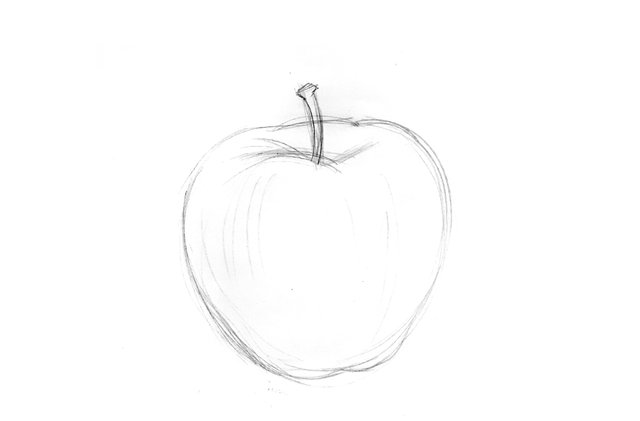 Golden apple illustration sketch style