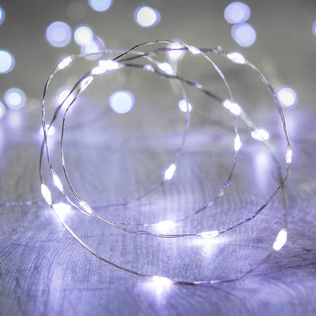 LED fairy light with SMD LEDs epoxied on enamelled wire