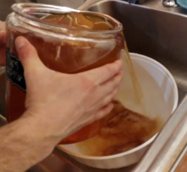 Jar of brewing Kombucha