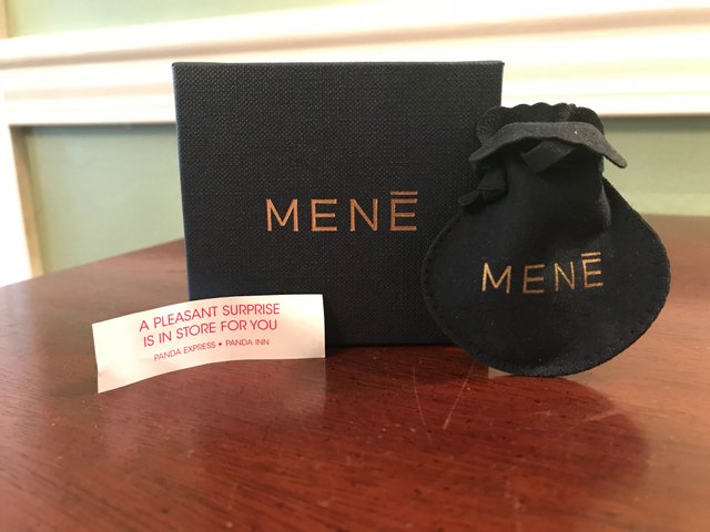 Mene Box, fortune cookie note, bag.JPG