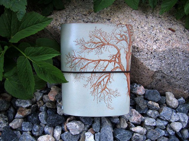 Tree Pyrography and Dye Passport Leather Travelers Notebook 1m.jpg