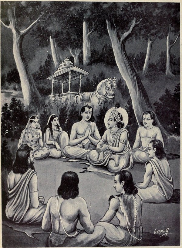 Krishna_and_Satybhama_meet_Pandavas_in_forest.jpg