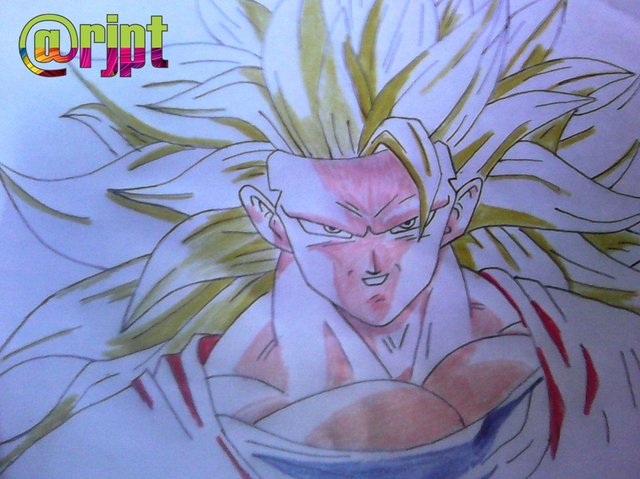 Goku SSJ3 💛🔥- Desenho feito com lápis de cores e guache sobre papel