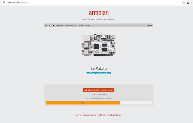 Armbian Le Potato website