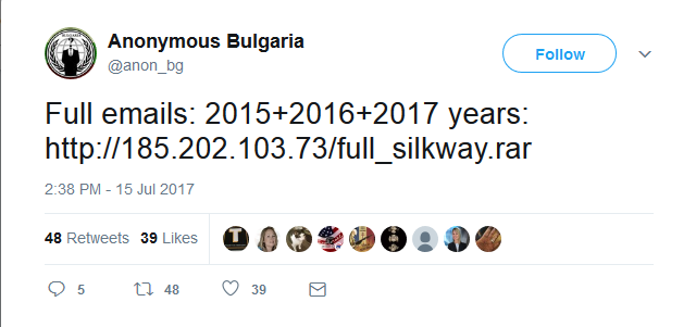Anonymous Bulgaria on Twitter   Full emails  2015 2016 2017 years  http   185.202.103.73 full_silkway.rar .png
