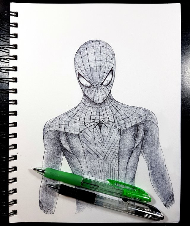 Ballpoint Pen Drawing Spiderman ボールペン画 スパイダーマン Steemit