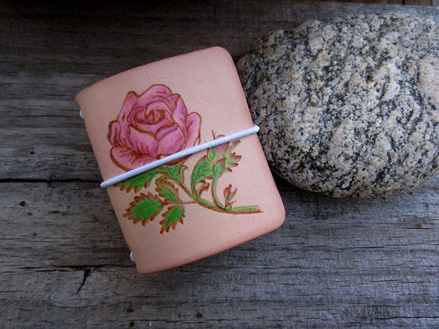 Rose Pyrography and Dye Mini Leather Travelers Notebook 4a.jpg