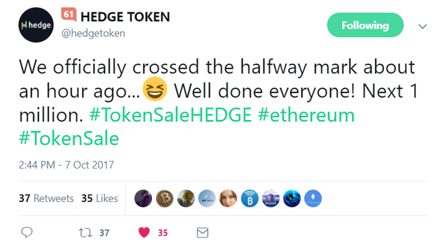 2017-10-07 19_50_26-HEDGE TOKEN on Twitter_ _We officially crossed the halfway mark about an hour ag.png