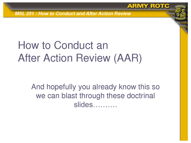 Army After Action Review Template Ppt