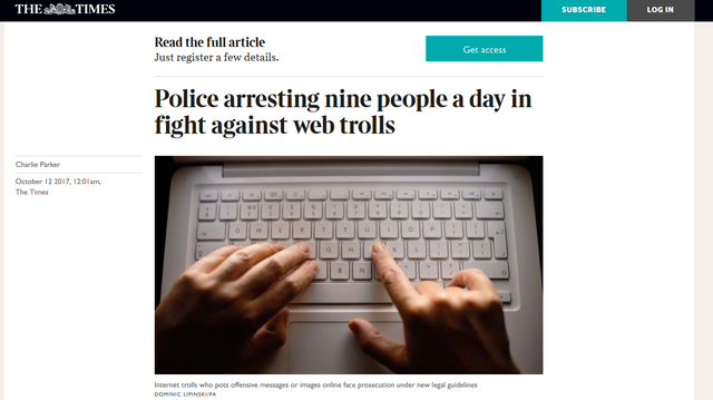 Police arresting nine people a day in fight against web trolls   News   The Times   The Sunday Times.png