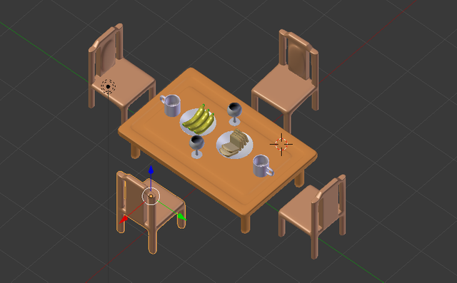 prototype Addict fact Simple 3D Animation Modeling - Dining Tables #7 Combine Object Tables,  Chairs, Plates, Glasses, Bananas, and Breads — Steemit