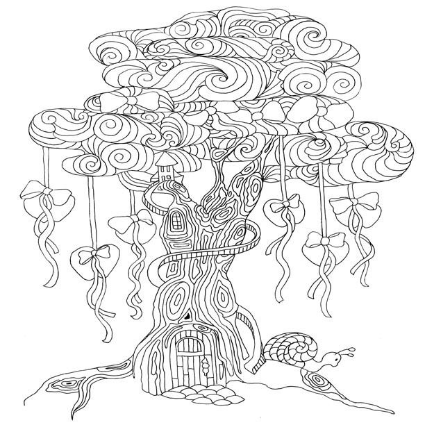 Free Coloring Page Apple Tree House Steemit