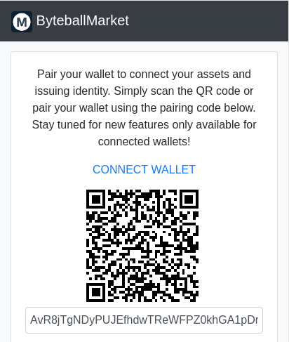 Byteball Market QR Code Login