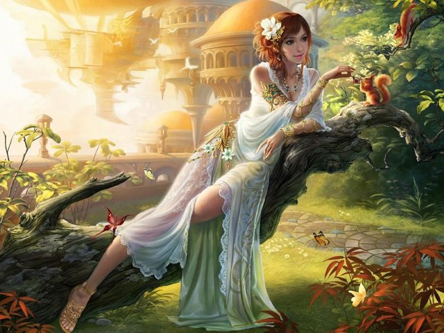 art-fantasy-girl-feeding-squirrel-garden-butterfly-walkway-1080P-wallpaper-middle-size.jpg