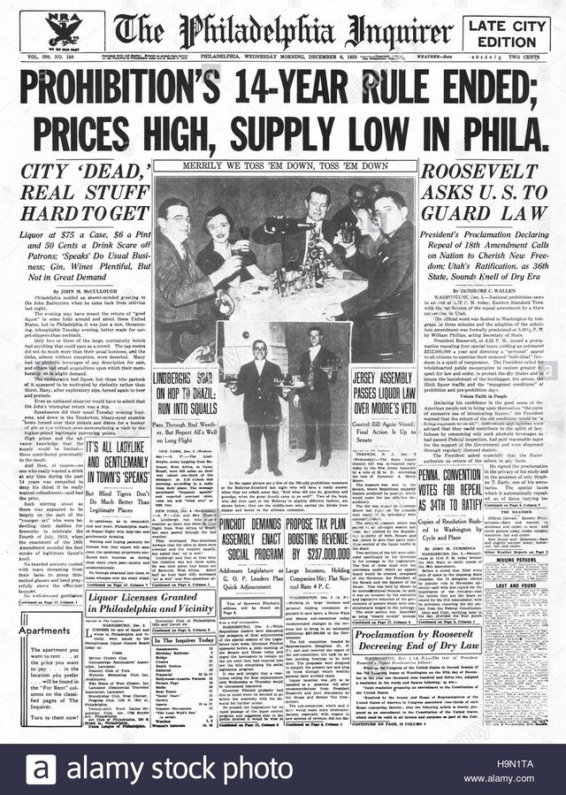 1937-the-philadelphia-inquirer-usa-front-page-end-of-prohibition-H9N1TA.jpg