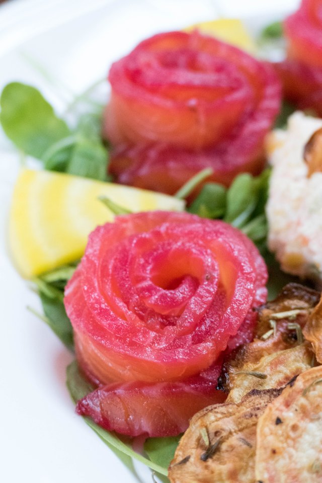 Steemit Iron Chef 17 3 Beet Cured Salmon Gravlax With Beetroot Slaw Beetroot Dip And Beetroot Crisps Steemit