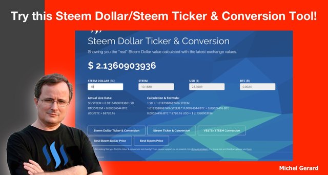 Try this Steem Dollar/Steem Ticker & Conversion Tool!