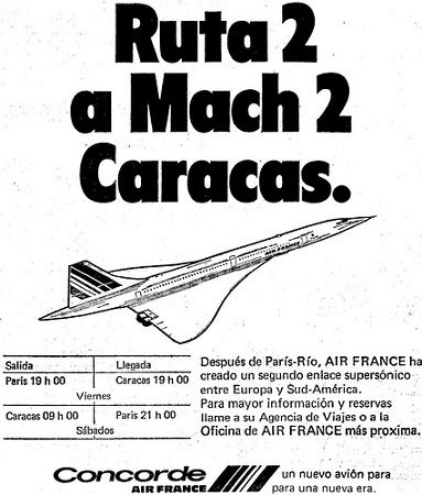 Dépêche Concorde Paris 10/04/76 Caracas 
