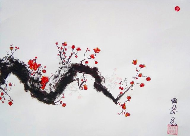 chinese cherry blossom tree drawing
