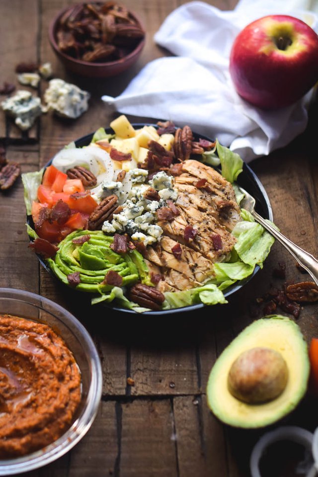 California Grilled Chicken Cobb Salad+Roasted Red Pepper Hummus =.jpg