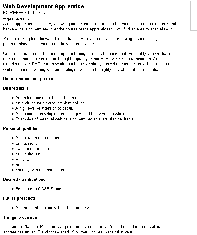 Screenshot-2018-3-5 Web Development Apprentice job - FOREFRONT DIGITAL LTD - Leigh-on-Sea SS9 Indeed co uk.png